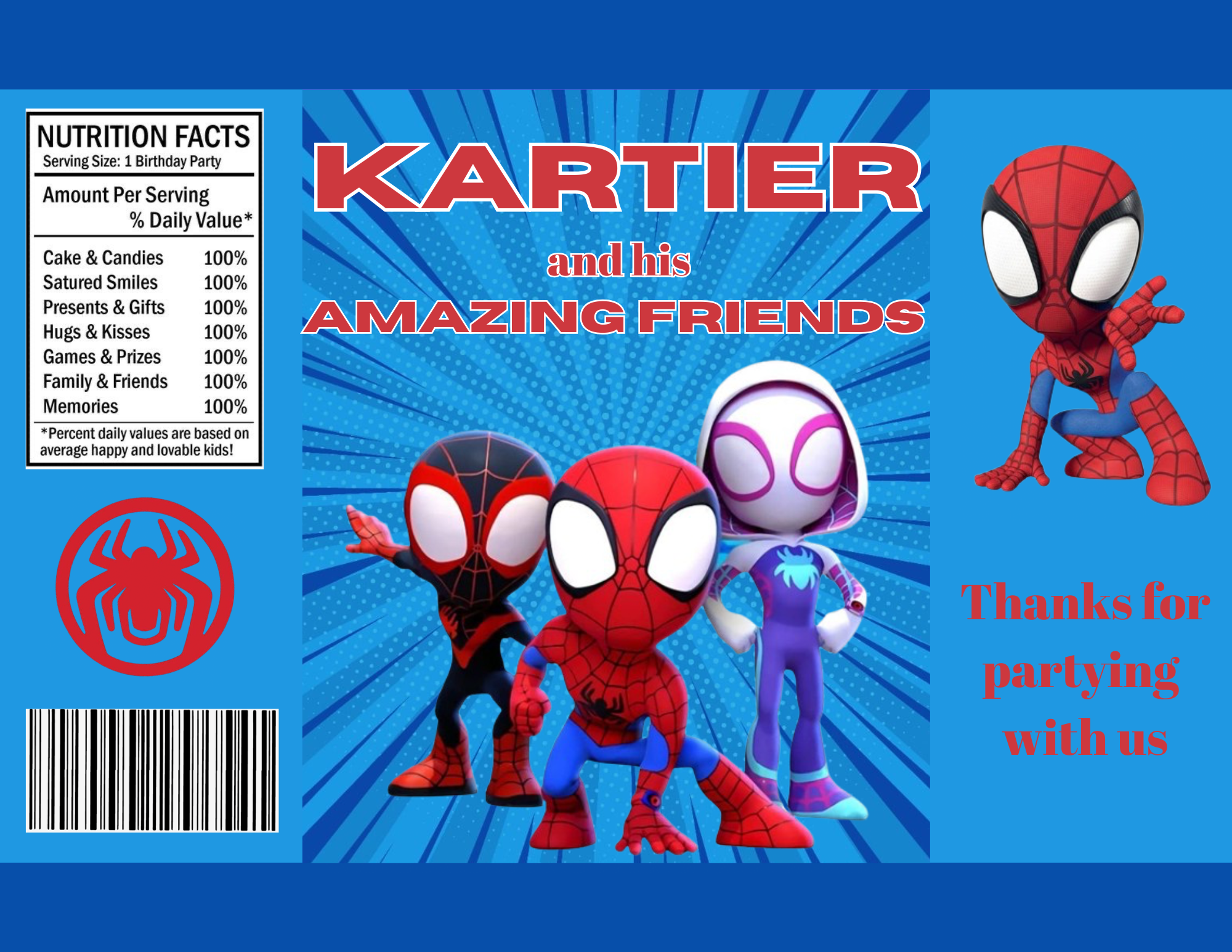 Custom Spidey and Friends Kids Birthday Party Favors