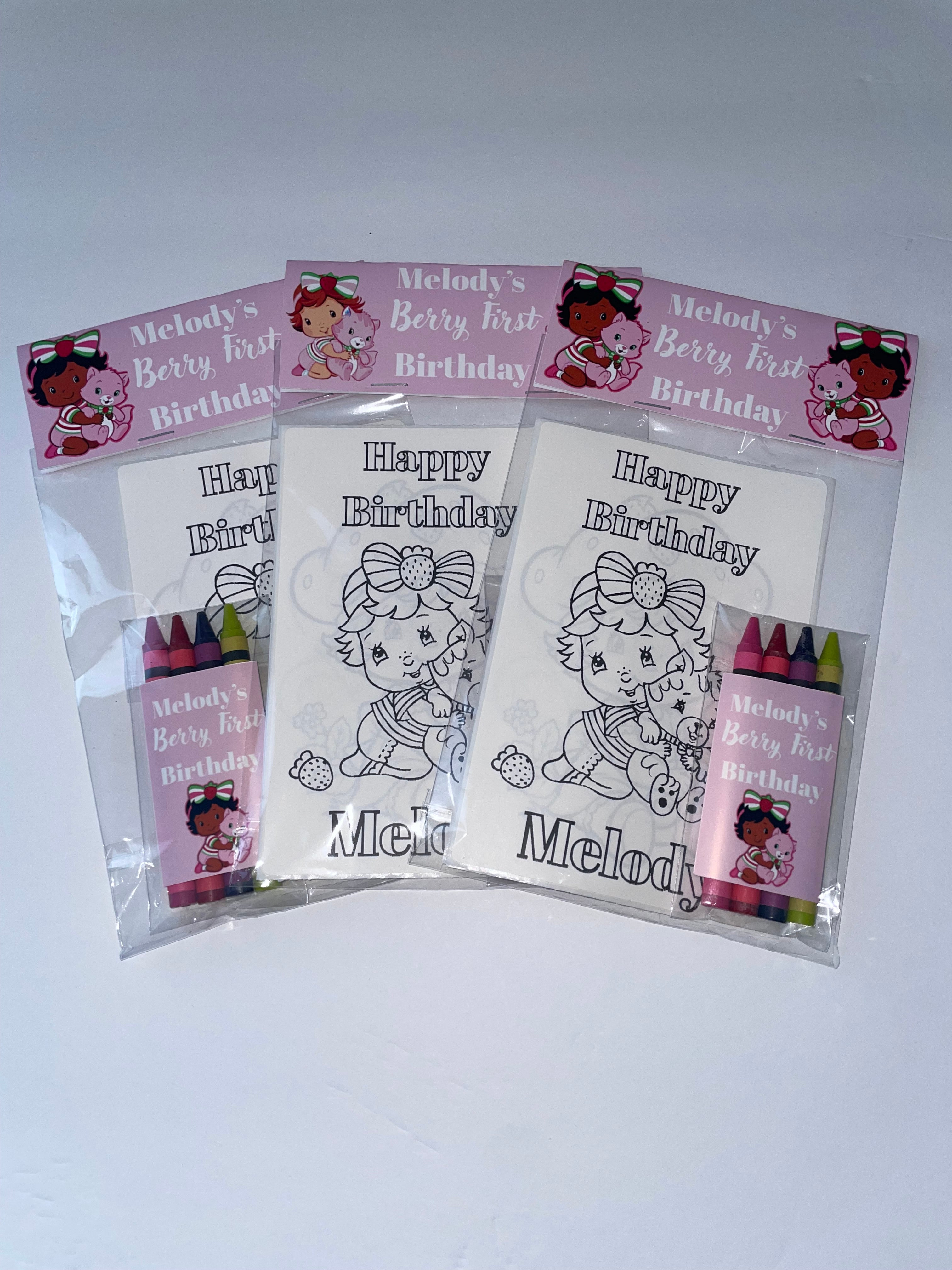 Berry Sweet 1st Birthday Coloring Page Party Favors