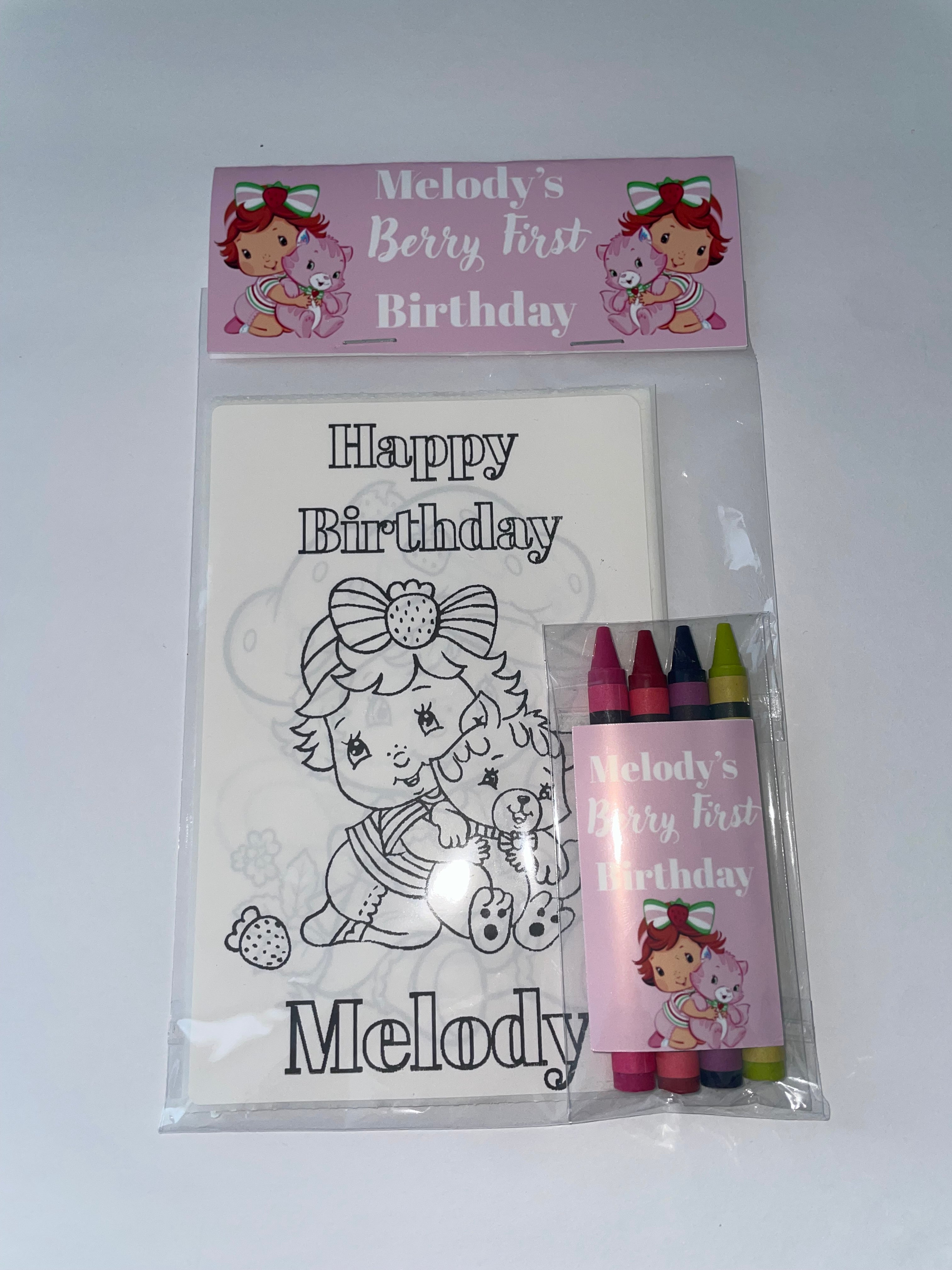 Berry Sweet 1st Birthday Coloring Page Party Favors