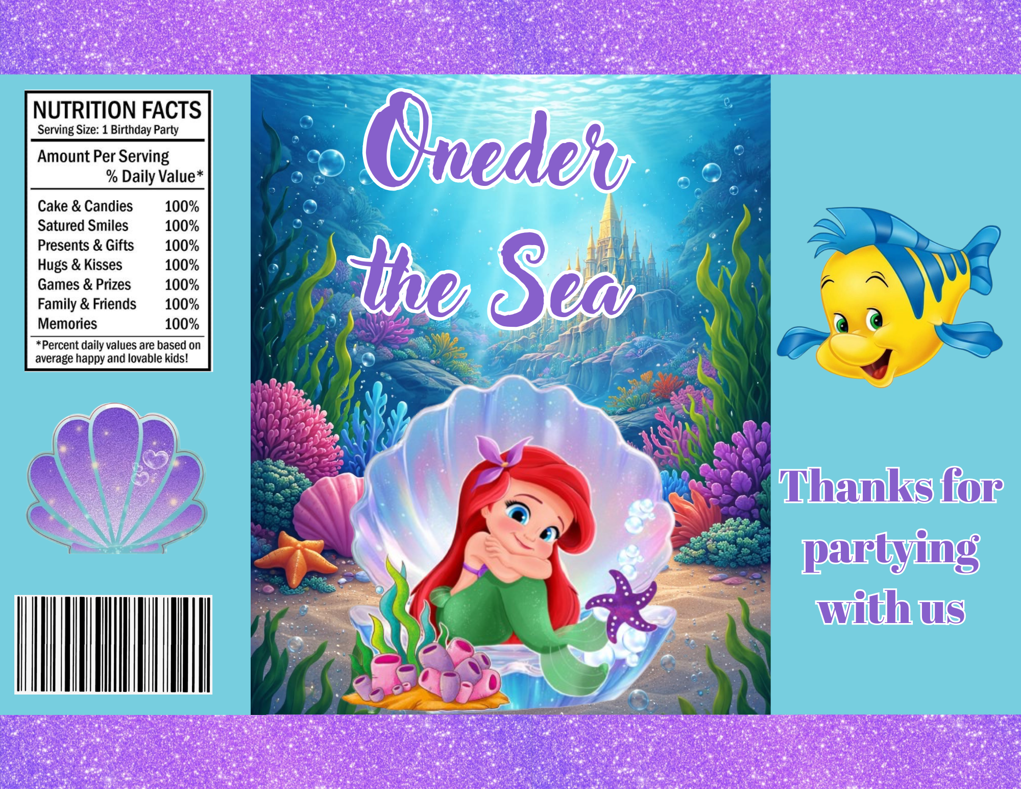 Custom Little Mermaid Kids Birthday Party Favors