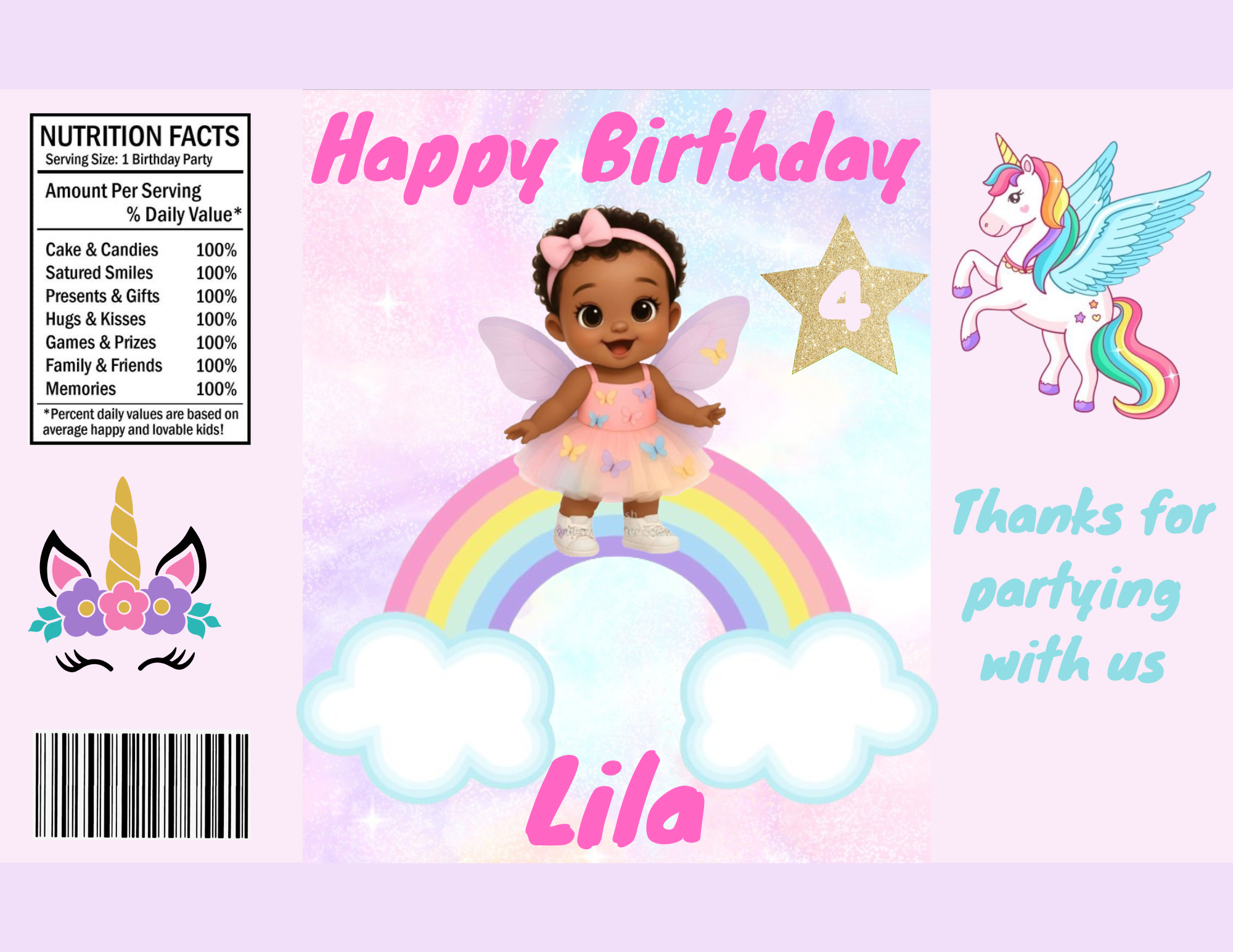 Custom Unicorn Rainbow Kids Birthday Party Favors